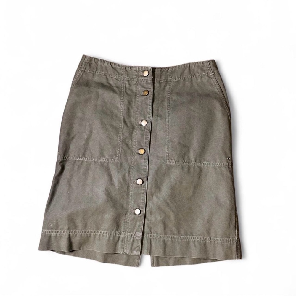 Ralph Lauren Olive Button-Front Pencil Skirt